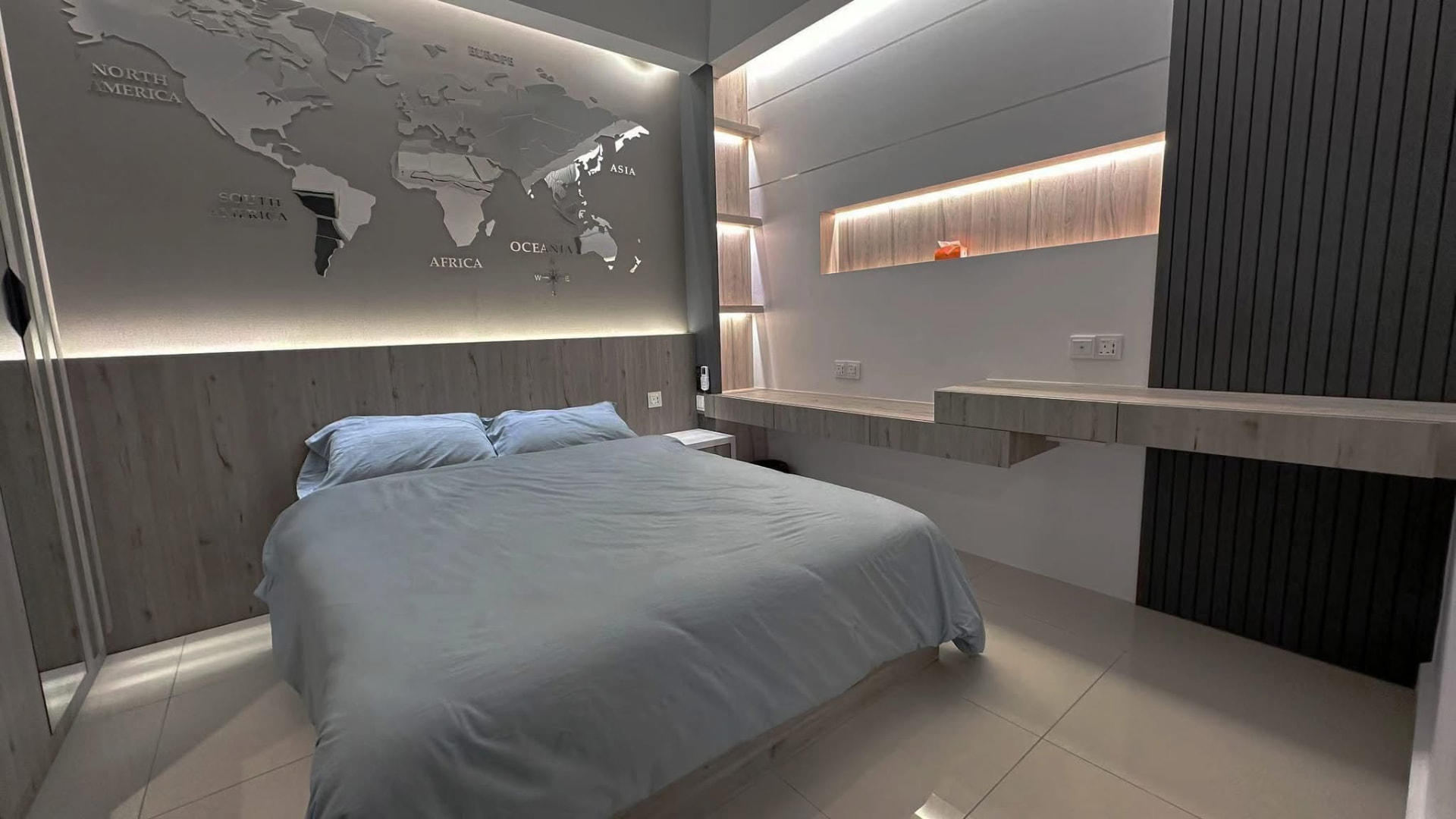 Master bedroom with TV feature wall